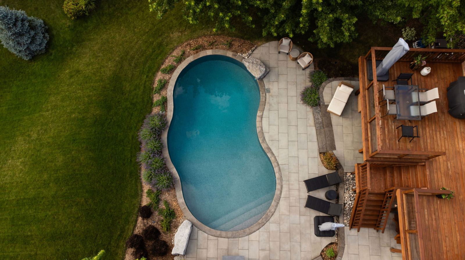 Aerial backyard pool